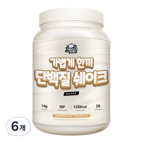 자니웨이 가볍게한끼 식사대용 단백질 쉐이크 곡물 미숫가루맛, 6개, 1kg