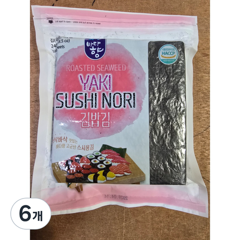 바다향 잘 안터지는 두번 구운 튼튼한 김밥김 100매, 6개, 240g