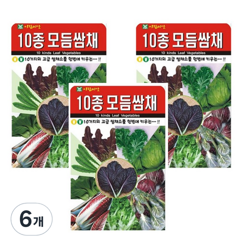아람 10종모듬쌈채 씨앗 씨 혼합 종자, 6개