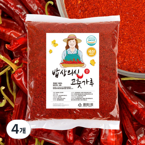 올바른습관 밥상의신 국산 햇 고춧가루 태양초와저온건조황금비율 양념용 보통맛, 1kg, 4개