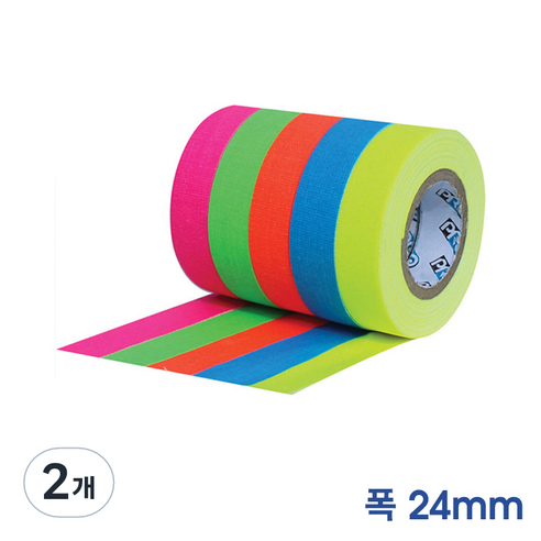 PRO GAFFER TAPE 끈적임 없는 1인치 프로게퍼테이프 (폭24mm x 길이23m), 2개, 형광오렌지/G125MFLORA