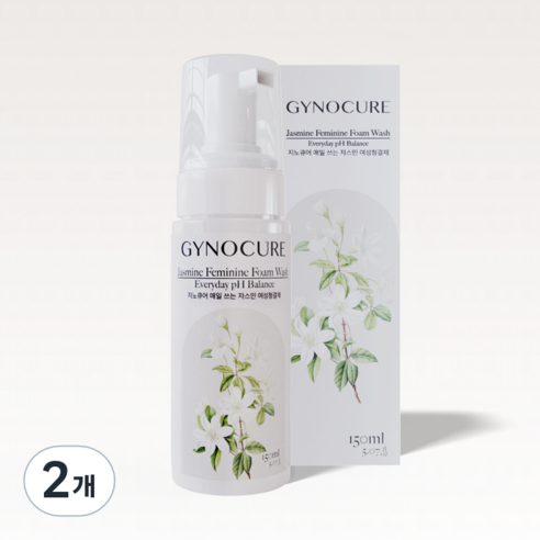 GYNOCURE 지노큐어 매일 쓰는 자스민 여성청결제 약산성 저자극 산부인과 판매용, 2개, 150ml