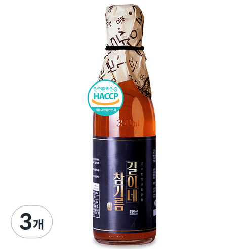 시장쏙 고소한 길이네 참기름, 3개, 300ml