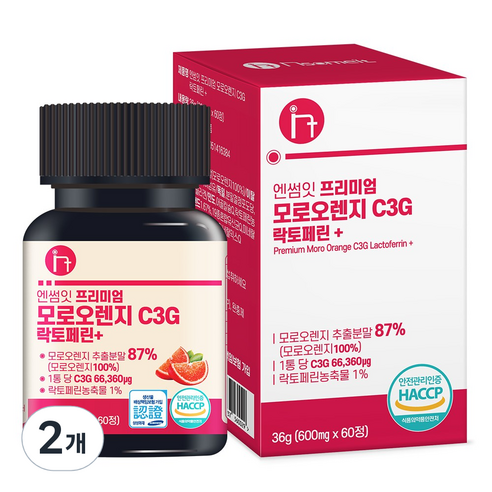 엔썸잇 프리미엄 모로오렌지 C3G 락토페린+ 모로실 다이어트, 60정, 2개