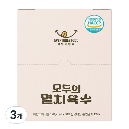 모두의 멸치육수 120g 30인분 해물육수 다시팩 고체육수 코인육수 조미료 가루 분말 동전, 3개, 120g
