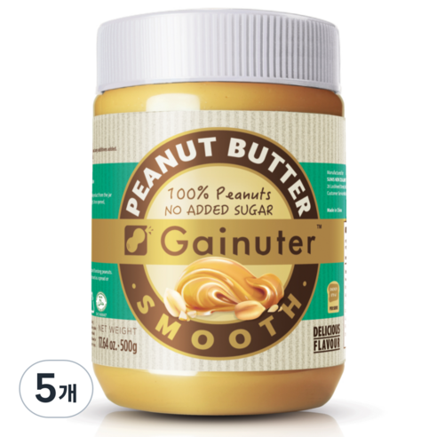 제이넛터 무가당 100% 땅콩버터 스무스, 5개, 500g