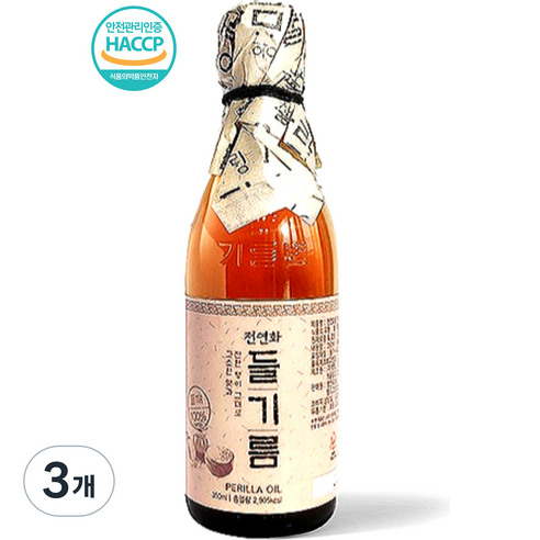 시장쏙 전연화 들기름 350ml 3병, 3개