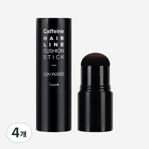로브로제 카페인 헤어 라인 쿠션 스틱 / 흑채 M자 빈모 정수리 가르마 커버, 4개, 다크브라운(진한갈색)