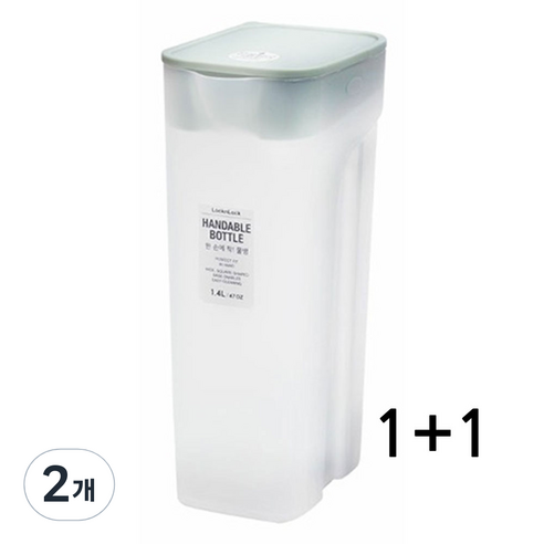 락앤락 냉장고 물병 한손에착 도어포켓 슬림 냉장고 물통, 민트 1+1, 1.4L, 2개