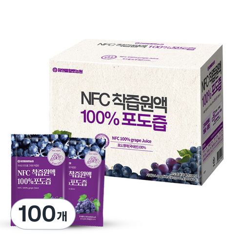 참앤들황토농원 NFC 착즙원액 포도즙,, 100ml, 100개