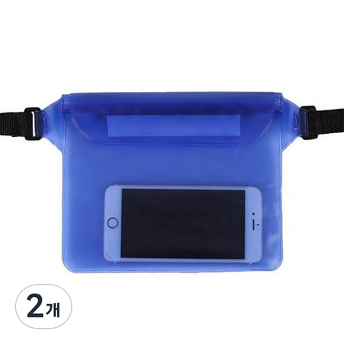 디에스 원터치 대용량 핸드폰 방수힙색, 블루, 2개