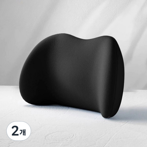 HwaDon 차량용 고급 메모리폼 허리쿠션, 2개, 블랙