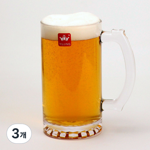유징글라스 유리 맥주잔 손잡이 맥주컵 술잔, 3개
