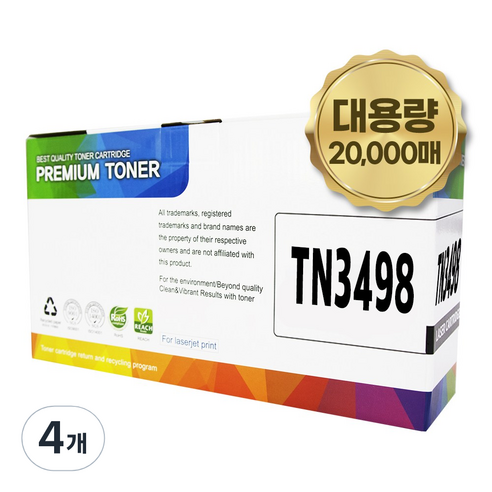 브라더 TN-3448 3478 3498 호환토너 HL-L5000DN L5100DN L6400DW L6900DW, TN-3498 특대용량, 4개, 검정