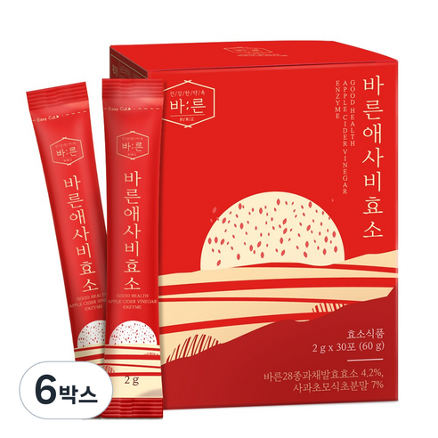 바른 애사비효소 애플사이다비니거 브로멜라인, 6박스, 30회분