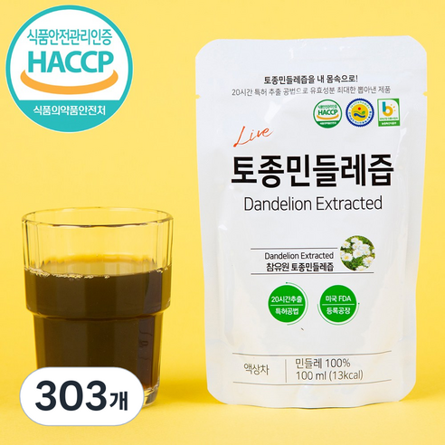 참유원 토종 흰민들레즙 101포 - 대용량 단독구성 / 국내산 원료 100%, 100ml, 303개