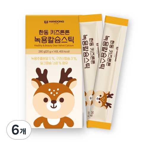 한동 키즈튼튼 녹용칼슘스틱, 280g, 6개