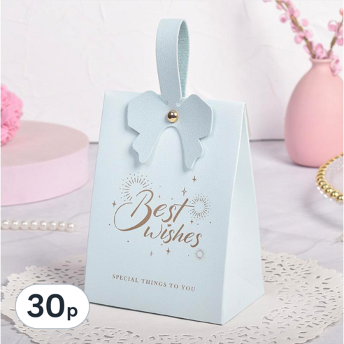 오누하임+ 리본 손잡이 선물가방 (중형), 30p, 블루