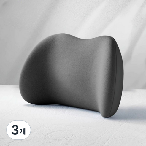 HwaDon 차량용 고급 메모리폼 허리쿠션, 3개, 그레이