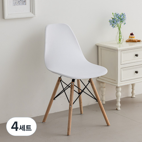 커버무드 고탄력 벨벳 에펠 의자 커버 2개, 4세트, 화이트