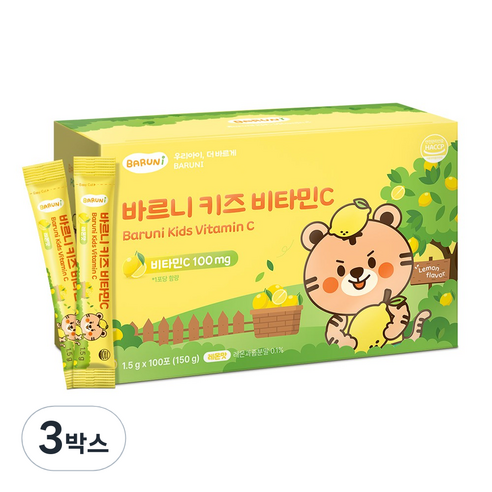 바르니 키즈 비타민C 어린이 영국산 분말, 150g, 3박스