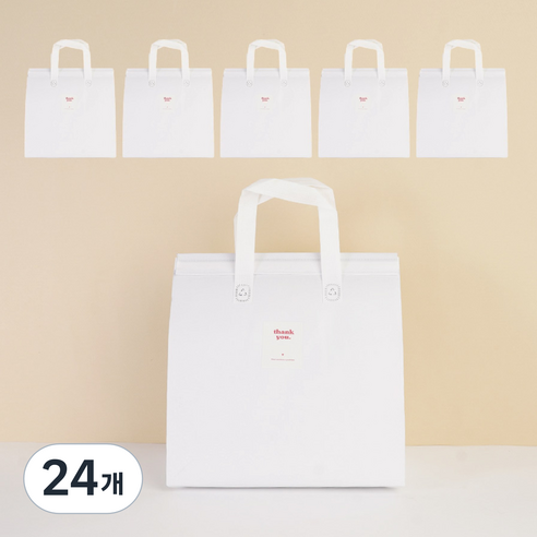 일회용 피크닉 도시락 미니 보냉백 보냉가방 쿨러백 대형 (스티커 포함), 24개, 화이트