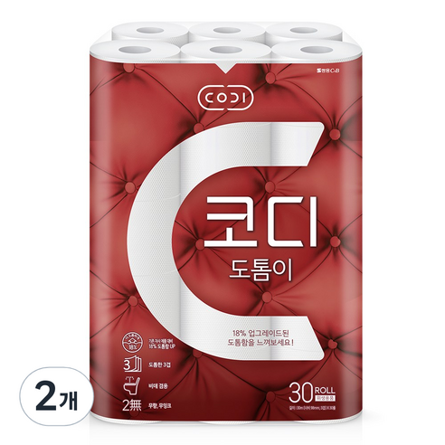 코디 도톰이 화장지, 2개, 30롤, 30m