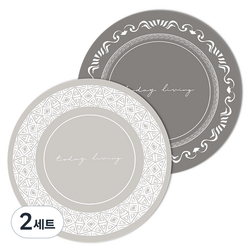 인덕션 보호 매트 원형 내열 스크래치 방지 패드 실리콘 냄비받침, 연그레이+차콜그레이, 2세트