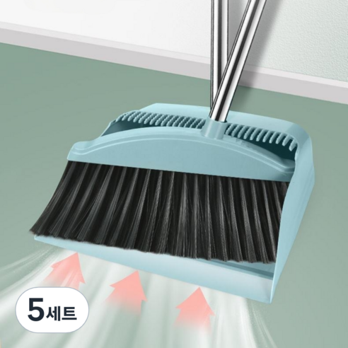 가려거든 깔끔청소 빗자루 쓰레받기 세트, 그린 (빗자루+쓰레받기), 5세트