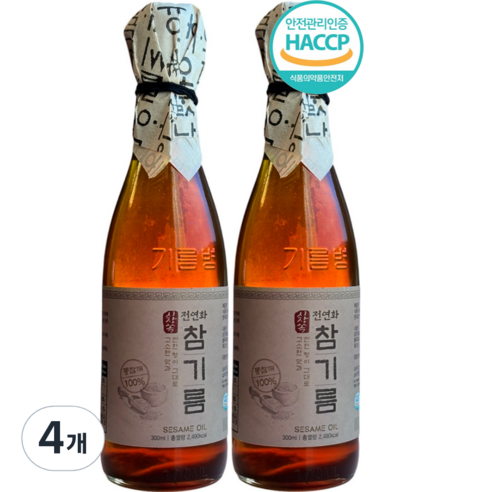 시장쏙 전연화 참기름, 4개, 300ml