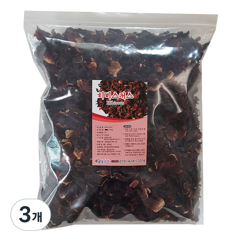 해남농수산 히비스커스 차 꽃차 꽃잎차, 1개입, 3개, 500g