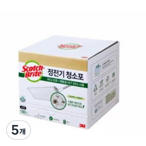 스카치브라이트 대용량 미세먼지 정전기 청소포 대형, 5개