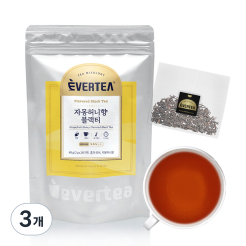 에버티 자몽 허니 블랙티 생분해 티백, 3개, 24개입, 2g