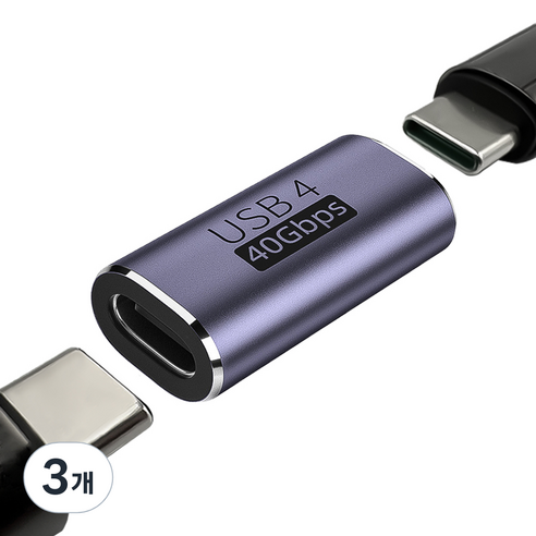 CtoC C타입 USB 4.0 케이블 연결 연장 커플러 8K 고속충전, 3개, 딥 퍼플, 28mm