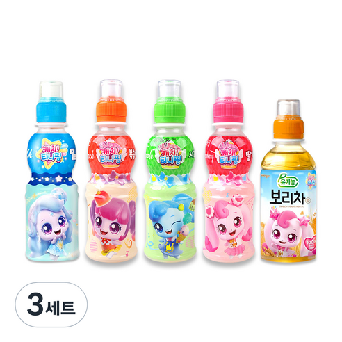 캐치티니핑 페트 음료 5종 밀크맛+사과맛+딸기맛+복숭아맛+보리차, 3세트, 200ml