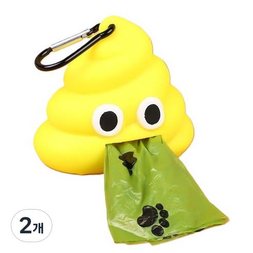 강아지 똥츄 배변봉투 케이스 배변봉투 1P, 2개, 1개입, 노랑