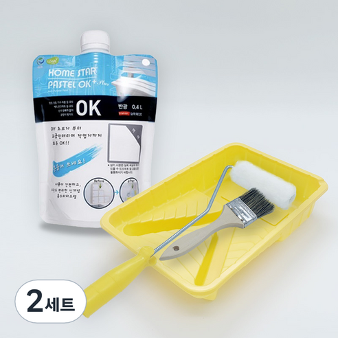 홈스타파스텔 방문 가구 벽면 벽지 셀프 도구세트, 2세트, 400ml, 연분홍