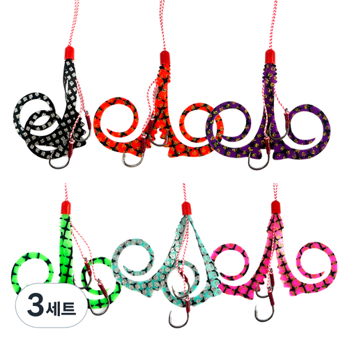 참돔 타이라바 드래곤 스커트 참돔낚시채비 바늘 6종세트, B-1번(G13-G14-G15-G16-G17-G18), 3세트, 10g
