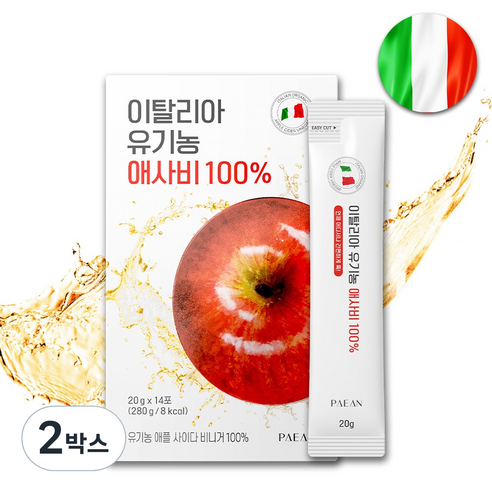 의사 설계 이탈리아 유기농 애사비 100프로 사과초모식초 애플사이다비니거 스틱, 2박스, 280g