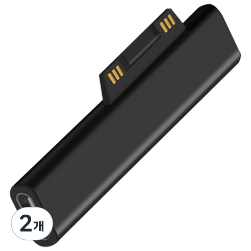 65W PD 고속충전 C타입 to 서피스 변환 젠더, 2개, 블랙