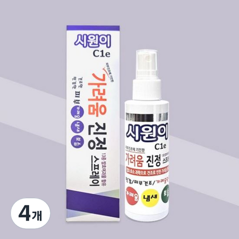 시원이 가려움 진정 스프레이 가려움완화 피부진정 바디미스트 이칭릴리프 약국판매, 4개, 60ml
