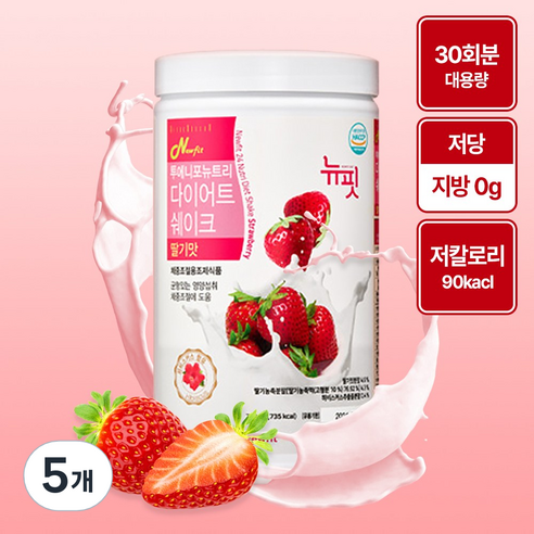 뉴핏 투에니포 뉴트리 다이어트 쉐이크 딸기맛, 750g, 5개