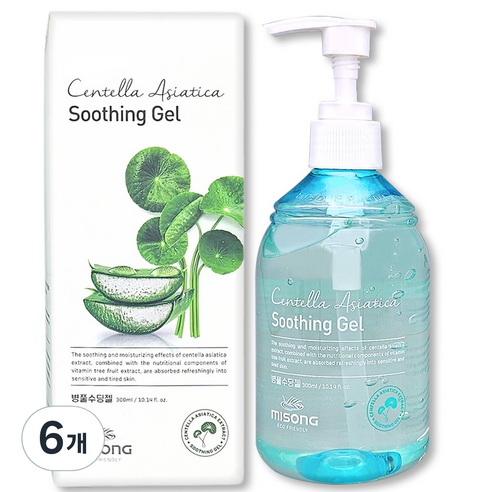 병풀 추출물+알로에베라 피부 진정 병풀 수딩젤, 6개, 300ml