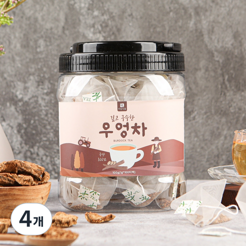 [미세플라스틱 없는 생분해필터] 미담식품 우엉차 삼각티백, 4개, 100개입, 1g