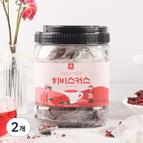 [미세플라스틱 없는 생분해필터] 미담식품 히비스커스 차 삼각티백, 2개, 100개입, 1.2g