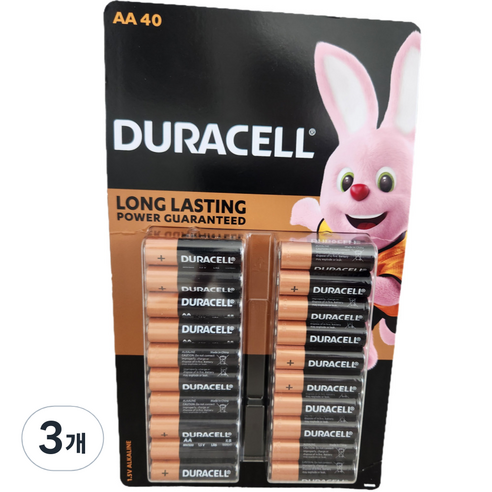 듀라셀 건전지 AA 1개, 3개, 40개입