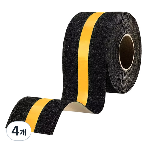 휴크래프트 미끄럼방지 반사 테이프 옐로우 50mm x 5m 계단 공사장, 4개