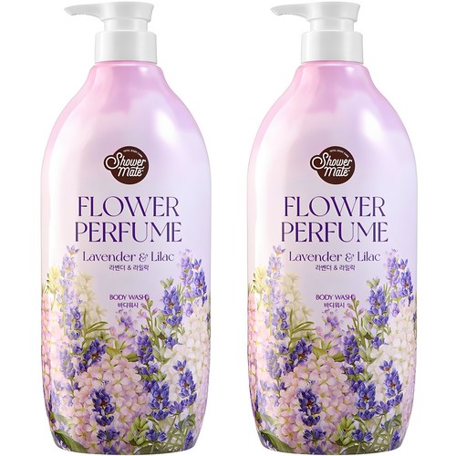 샤워메이트 퍼플플라워 퍼퓸 바디워시 라벤더&라일락 향, 900g, 2개