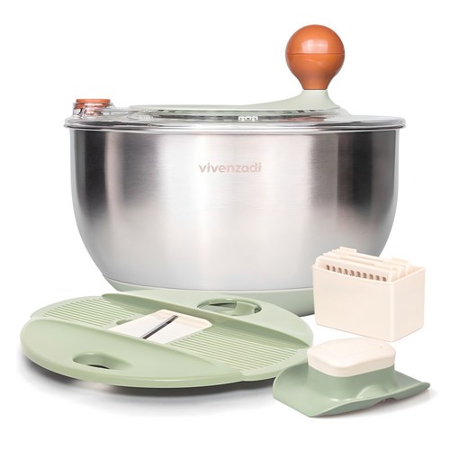 비벤자디 야채 탈수기 & 슬라이서, 탈수기(25 x 20.5 cm), 슬라이서(25 x 27 cm), 혼합색상, 1세트