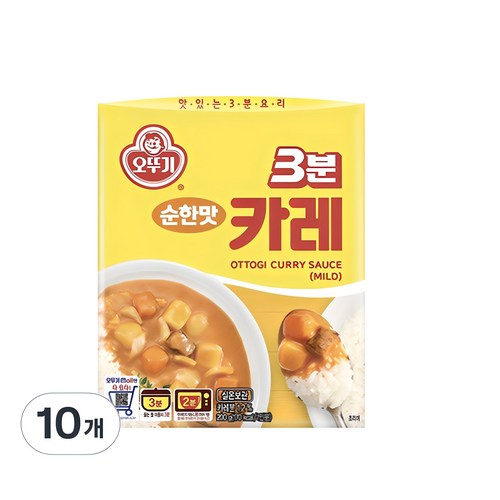 오뚜기3분 카레 순한맛, 200g, 10개